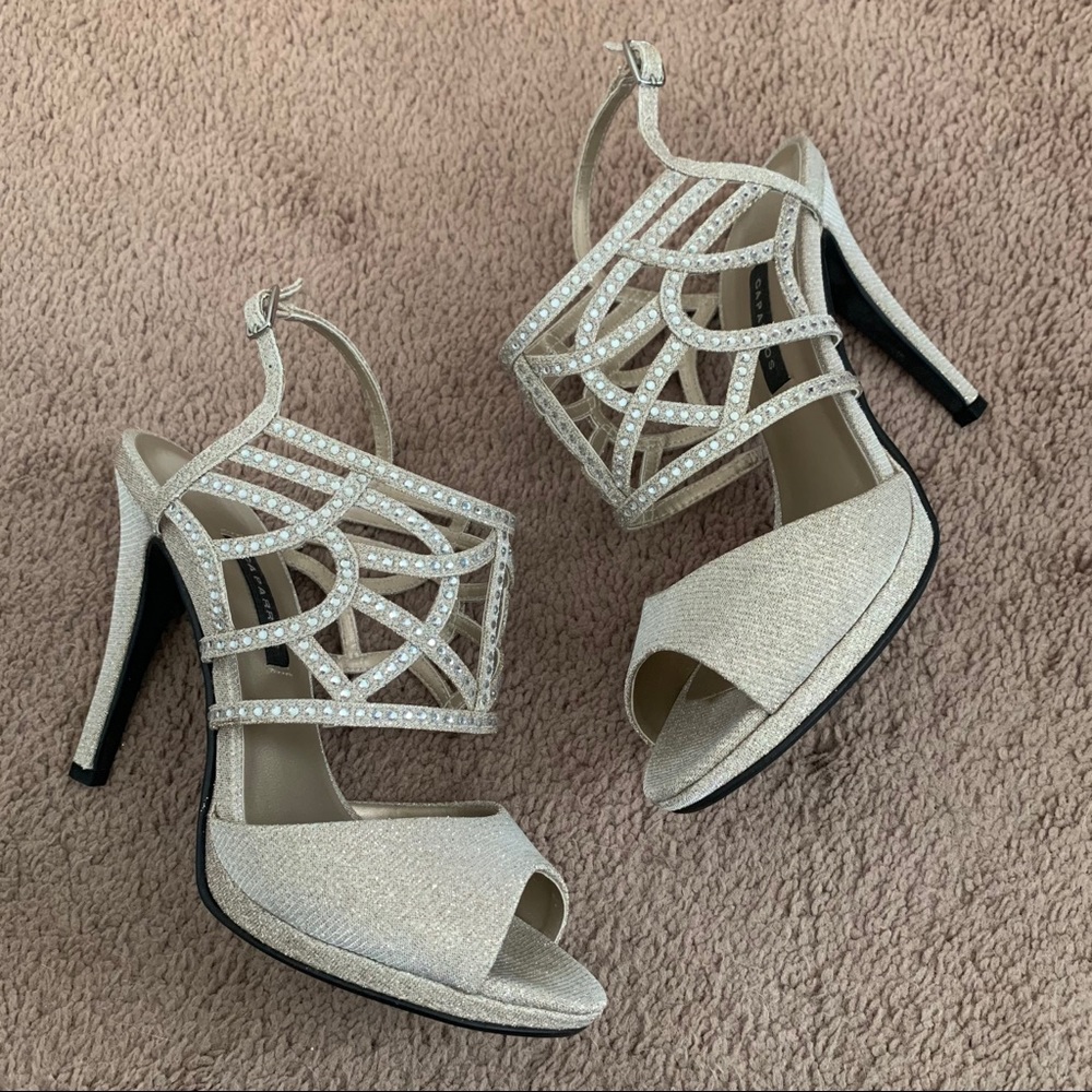 Caparros Nude Glimmer Pumps with Rhinestones